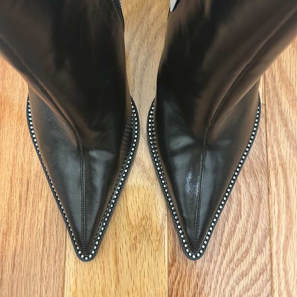 Zara Leather Rhinestone Booties - Picture 4 of 6